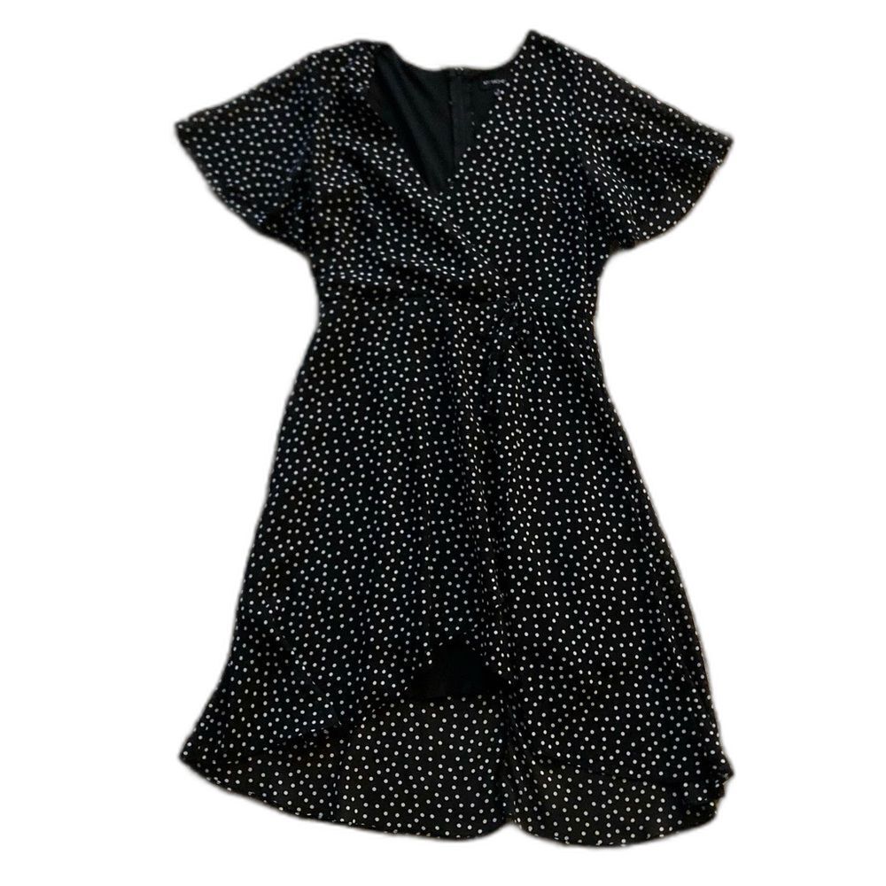 My Michelle Black & White Polkadot High-Low Faux Wrap Dress Size 9